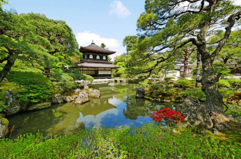 銀閣と東の池